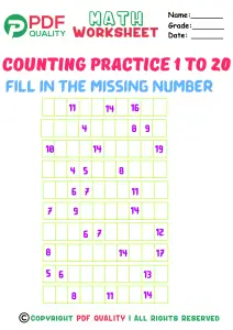 Counting practice 1 to 20(c)